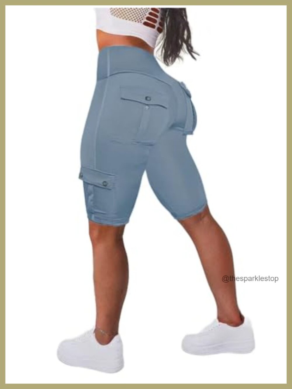 High Rise Biker Shorts With Pockets Workout Athletic Shorts
